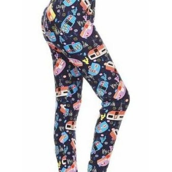 BLUE HAPPY CAMPER RV PLUS LEGGINGS OS or PLUS - Picture 2 of 3